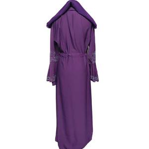 Último diseño mujeres púrpura frente abierto Abaya Farasha Jalabiya - Product Image 4