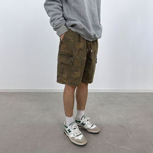 Pantalones cortos Cargo de algodón 100% para hombre de alta calidad, pantalones cortos holgados con cierre de cordón, pantalones cortos informales con logotipo personalizado estilo Hip Hop - Product Image 4