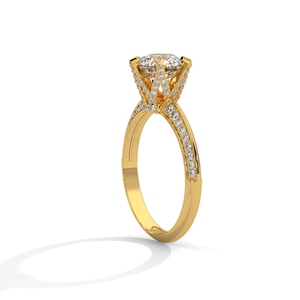 Anillo de compromiso de oro macizo de 14k con diamante cultivado en laboratorio de 1 quilate de corte redondo con halo, certificado IGI, estilo popular, personalizado para novias - Product Image 5