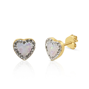 Pendientes de Oro Corazón Piedra de Ópalo en diferente color para Mujeres y Niñas - Product Image 1