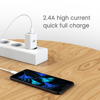 Adaptador de Red USB a Tipo-C con 2 Puertos USB, Plástico, Fuente de Alimentación de 5V/2.4A y Cables de Datos USB para Teléfono Móvil