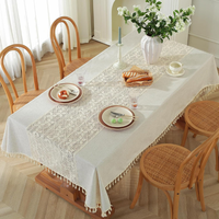 Nappe carrée vintage personnalisable de designer |   Coton tissé brodé |   Housse de table pour mariage, fête et événements
