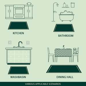 Alfombrilla de baño moderna antideslizante a rayas, alfombrilla de baño absorbente de microfibra de algodón y poliéster para uso doméstico o hotelero - Product Image 6