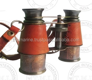 Binocular náutico hecho a mano de latón y cuero de 6 ", antiguo, coleccionable, náutico, Pirata marino, funcional marítimo - Product Image 3