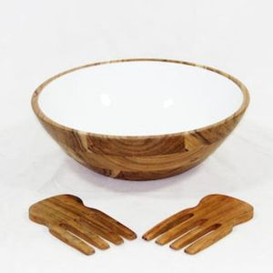 Elegante Tazón de Madera Moderno, Ecológico y Hecho a Mano, Diseño Duradero de Primera Calidad para Servir Frutas, Verduras, Juego de Utensilios - Product Image 5
