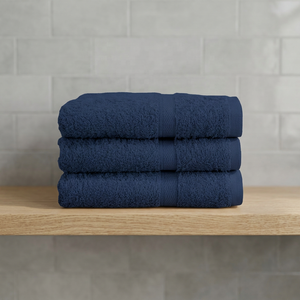 Solid Color Eco-Friendly Quick-Dry Cotton Bath <b>Towel</b> Set <b>Navy</b> Blue Rectangle Woven Hotel Use Adult Size - Product Image 4