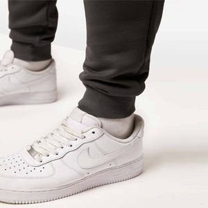 Pantalones deportivos de chándal para hombre, ajustados, de forro polar, con cintura elástica y puños en los tobillos, informales, para entrenamiento deportivo, en gris - Product Image 6