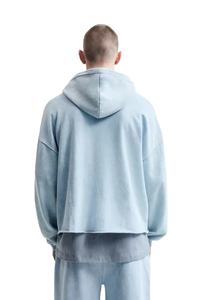 <b>Raw</b> Hem Oversized Men Hoodies Custom Streetwear Pullover in Washed Cotton Unisex Distressed Edge Hoodie for Winter Low MOQ - Product Image 2