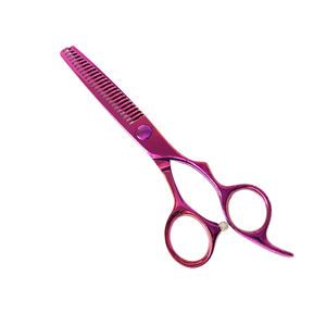 Vente en gros de ciseaux de coiffeur à effiler ciseaux de salon de beauté droits à enduits de couleur avec repose-doigt fixe - Product Image 1