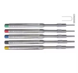 Juego de 5 Piezas de Osteótomos Convexos de la Mejor Calidad, Instrumentos de Implantología Dental de Acero Inoxidable, Codificados por Colores, Ajustables y Rectos - Product Image 1