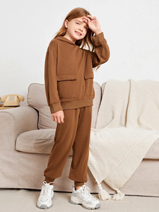 Ensemble survêtement pour adultes, coupe-vent, respirant, hiver, uni, marron, sweat-shirt à capuche et pantalon de jogging, tenue décontractée en deux pièces - Product Image 6