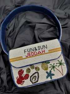 Sac à bandoulière perlé fait main, best-seller, nouveau motif géométrique multicolore en patchwork, perles de verre, pochette à rabat, sac à main pour femme - Product Image 5