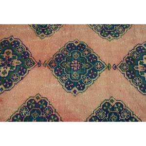 Tapis en laine patchwork vintage 2,9x6,7 pieds Tapis de salon bleu beige à tissage plat turc avec support en latex - Product Image 5