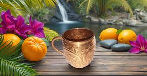 Tazas de mula de metal de cobre de Moscú hechas a mano 100% CAPACIDAD DE 18 oz en relieve sólido puro para fiestas - Product Image 2