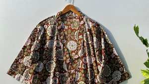 Boho Floral Print Cotton Kimono Robe Summer <b>Dressing</b> <b>Gown</b> <b>Lightweight</b> Lounge Wear - Product Image 4