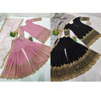 Robe de soirée indienne-pakistanaise pour femme, en faux georgette épaisse, entièrement brodée de sequins, manches longues, pour toutes les saisons, entièrement cousue.