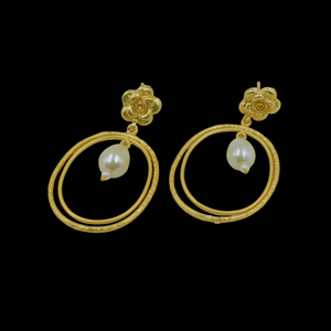 Pendiente de moda chapado en oro de latón mate MOP STONE pendiente de moda Fabricante Proveedor 18K chapado en oro Pendientes de piedra - Product Image 1