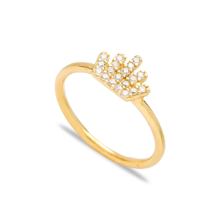 แหวนเงินแท้ประดับเพชร CZ ดีไซน์มงกุฎทำมือเครื่องประดับเงินแท้สไตล์ตุรกีเครื่องประดับเงินสเตอริง925 - Product Image 1