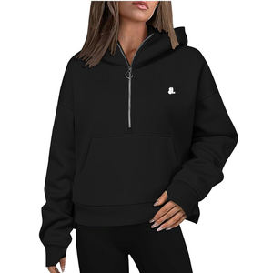 Recién llegado, sudadera con capucha y cremallera teñida Lisa para mujer, aspecto Vintage, poliéster de gran tamaño, algodón, informal, Invierno - Product Image 2