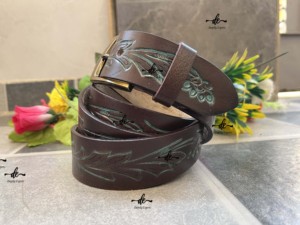 Nouvel arrivage de ceintures en cuir repoussées à la main ceinture à boucle élégante couleur turquoise ceintures faites à la main couleur marron - Product Image 4