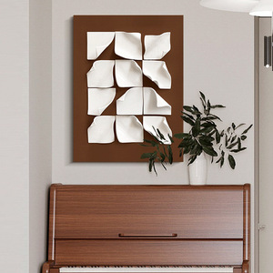 Relieve tridimensional con <span class=keywords><strong>cuero</strong></span> y <span class=keywords><strong>pintura</strong></span> colgante de estilo crema, <span class=keywords><strong>pintura</strong></span> de entrada de diseñador de alta gama. - Product Image 1