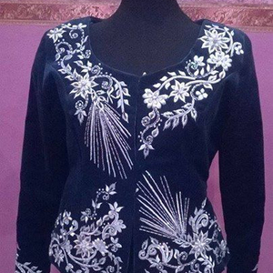LATEST DESIGNER---STYLISH JACKET ON VELVET FABRIC WITH EMBELLISH OF CRYSTAL BEADS ,PEARLS,GLASS STONE WORK FOR PARTY-WEAR@ 2022 - Product Image 1