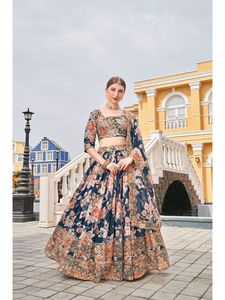 Digital Printing Lehenga Choli for Ladies Party Wear Manufacturer Rate Designer Partywear Silk <b>Fabric</b> Chaniyacholi <b>Indian</b> Style - Product Image 2