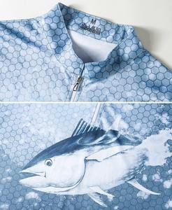 Jersey de pesca sublimado para hombre, camisa con estampado de cremallera y cuello de pie Ufp 50 +, Manga corta personalizada, 1 unidad - Product Image 4