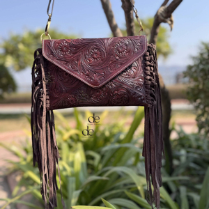 High Quality Hand Tooled Leather <b>Fringe</b> Handbag Real Leather Handmade Carving Tooling <b>Fringe</b> Sling <b>Bag</b> Stylish <b>Bags</b> for Women - Product Image 1