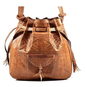 Кожаный рюкзак ручной работы, богемный кошелек через плечо, сумка из натуральной кожи, ежедневное использование, большая Марокканская кожаная сумка на шнурке