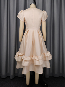 ADR060273 <span class=keywords><strong>Robe</strong></span> <span class=keywords><strong>de</strong></span> <span class=keywords><strong>cocktail</strong></span> pour jeune fille à manches courtes et volants, style été, avec fleur - Product Image 6