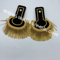 Vente chaude Maroc Black Officer ARM Epaulette avec broderie dorée et équipement de défense personnelle à franges