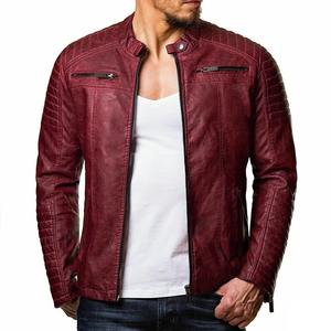 Mode hommes moto équitation veste en cuir coupe-vent imperméable à la pluie couleur unie fermeture éclair décontracté Hip Hop Varsity veste - Product Image 6
