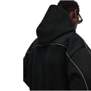 Nuevo Diseño de Chándal para Hombre, Sudadera con Capucha de Felpa, Estilo Holgado, Ribete en Contraste, Silicona, Invierno, Fitness, Puños Acanalados Invertidos - Product Image 5