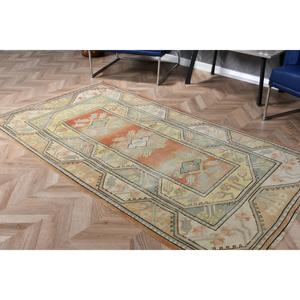 3.8x6.7 ft Rug, Turkish Vintage Rug, <b>Yellow</b> Floral Rug - Product Image 5