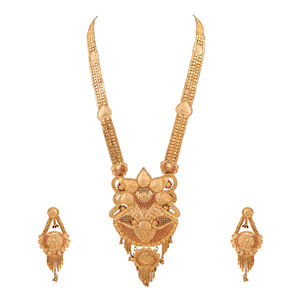 Nouveau collier et boucles d'oreilles tendance en alliage plaqué or 24 carats, bijoux de mode indiens et nigérians, ensemble de bijoux de mariée, cadeau pour enfants, fête, mariage - Product Image 2
