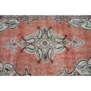 Grand tapis turc 5x8,3 pieds, tapis oriental rouge beige en laine - Product Image 5