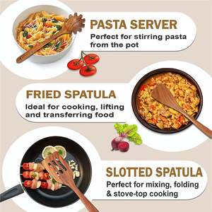 ชุดอุปกรณ์ครัวไม้สีน้ำตาลขายดี พร้อมที่วาง อุปกรณ์ทำครัวด้ามยาว ดีไซน์ทันสมัย เป็นมิตรกับสิ่งแวดล้อม สำหรับส่งออกจำนวนมาก - Product Image 2