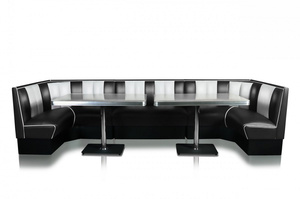 Conjunto de Asientos de Estilo Retro para Comedor con Mesa Rectangular, Tapicería de Vinilo Roja y Blanca, Muebles de Esquina en Forma de <span class=keywords><strong>U</strong></span> para Restaurante - Product Image 6
