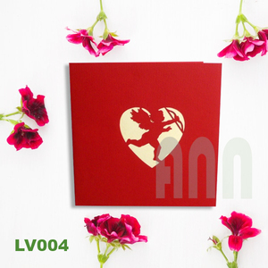 Carte de vœux 3D pop-up Cupidon, finition mate, en papier traditionnel, souvenir du Vietnam, découpée, pour la Saint-Valentin, l'amour et les anniversaires - Product Image 5