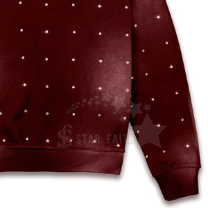 Sudadera con capucha de diamantes de imitación lavado ácido para mujer, Jersey de algodón suave transpirable, Sudadera con capucha adornada con piedra brillante - Product Image 6