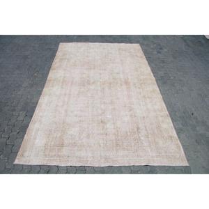 พรมตุรกีวินเทจขนาด 7x10.8 ฟุต พรมขนาดใหญ่ พรมขนสัตว์สีขาว - Product Image 1