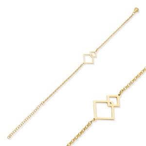 Interlocking Squares <b>Charm</b> Bracelet Laser Cut Design Turkish Handmade Wholesale 925 Sterling Silver Jewelry - Product Image 1