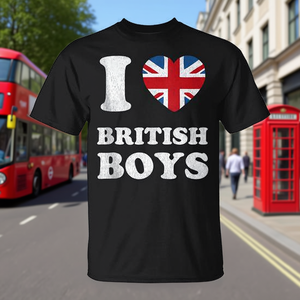 I Love British Boys <b>UK</b> Flag Heart <b>T</b>-<b>Shirt</b> Men's Casual Wear - Product Image 3