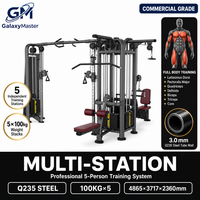 Sistema de entrenamiento de cuerpo completo comercial de 5 estaciones: Máquina de cable tipo jungla, Pulldown de espalda, Remo sentado, con pila de pesas de 5x100kg