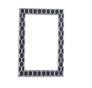 Cadres photo incrustés d'os bleu et blanc avec cadre photo Design Chevron pour décor de table cadre photo sculpté à la main écologique - Product Image 5