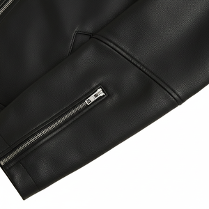 Veste en cuir pour motard pour homme avec fermeture éclair de haute qualité pour les vestes de moto - Product Image 5