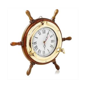 Wholesale Collectible <b>Wooden</b> Ship Wheel Brass Strips Eco-Friendly Wall-Mounted Nautical Gift Home Decoration Ornament - Product Image 2