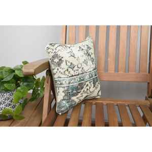 Luxury 18x18 Beige Kilim <b>Patchwork</b> Wool Pillow 12x12 Inch Rustic Floral Print <b>Throw</b> Pillow for Bedding Floor Portable Woven - Product Image 2