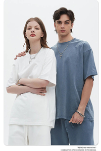 Camiseta extragrande de algodón para hombre, camiseta informal de algodón a la moda de verano 100%, estilo lavado Vintage con cuello redondo - Product Image 2